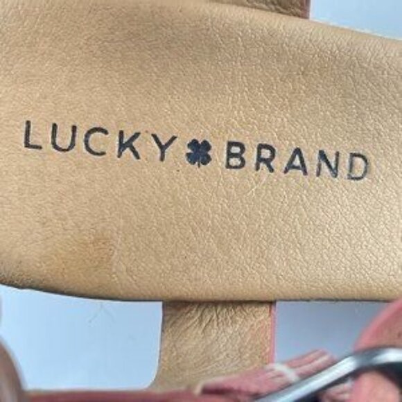 Lucky Brand Womens Orange Platform Wedge Sandals Size 10M Leather Upper Adjustab - Picture 9 of 11